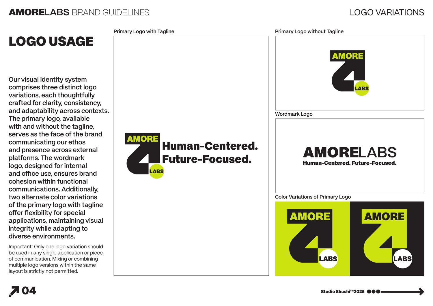 Amore Labs logo variations and lockups