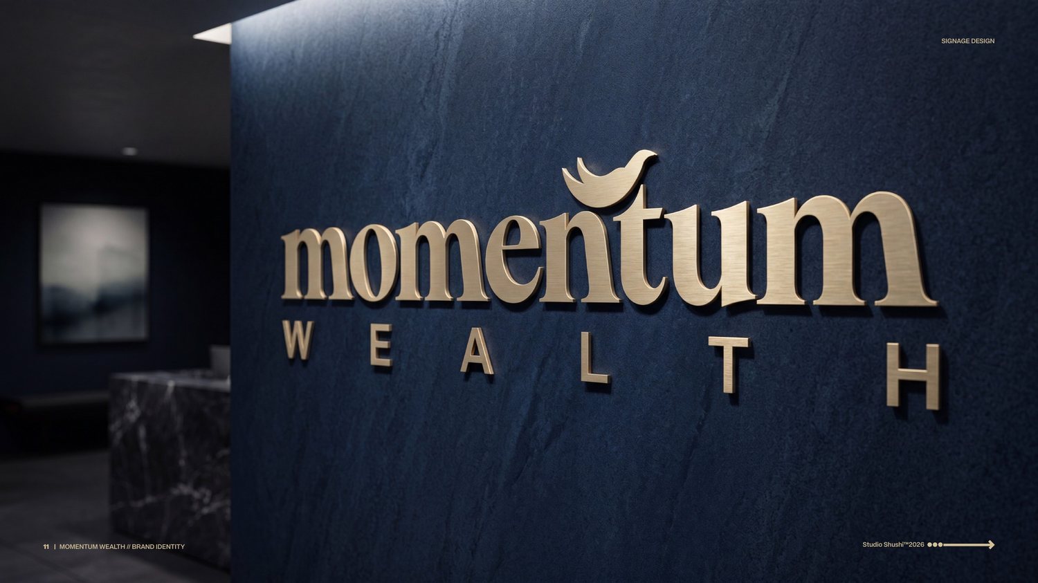 Momentum Wealth Concept Two, The Typographic Canopy, signage design